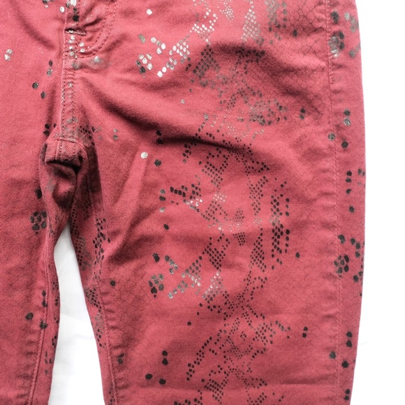 7 For All Mankind Jeans Burgundy Snakeskin Print Lowrise Skinny Jeans sz 28 - Picture 3 of 8